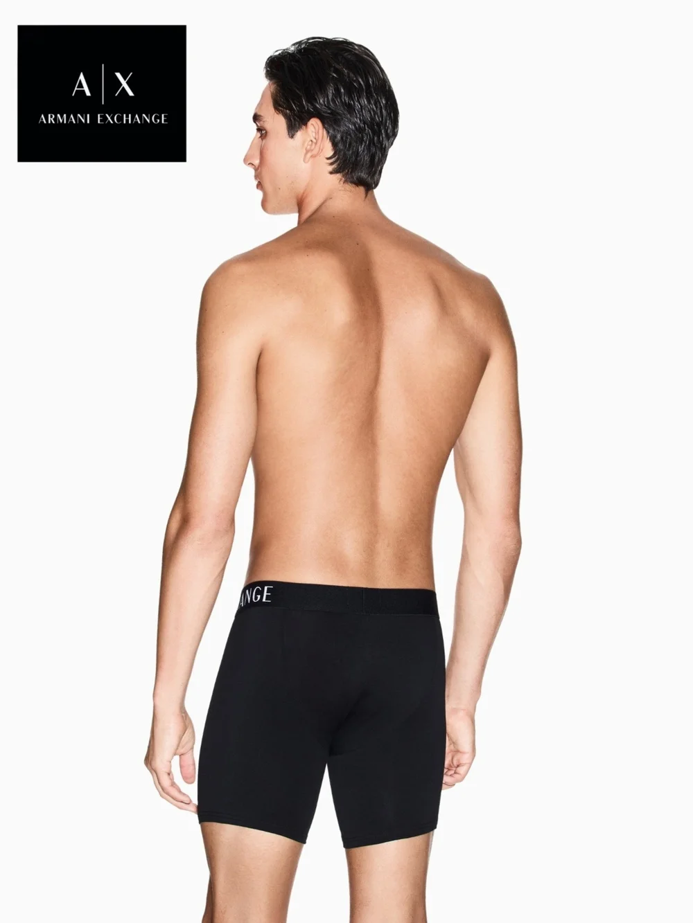 NWT Armani Exchange Men's Medium Black Logo Stretch Boxer Briefs